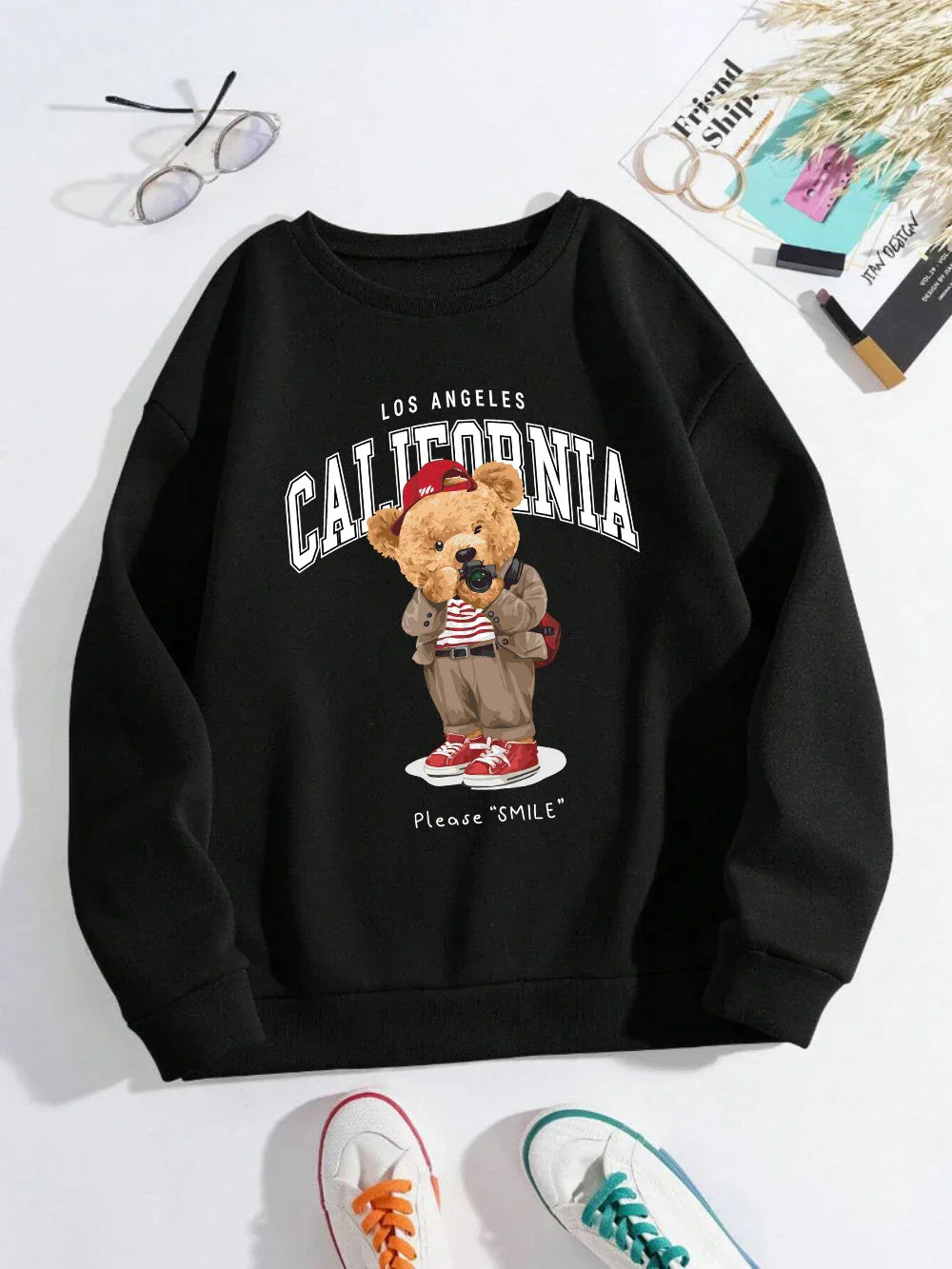 California Bär Pullover – Warmer Unisex Sweater mit Oversized Fit